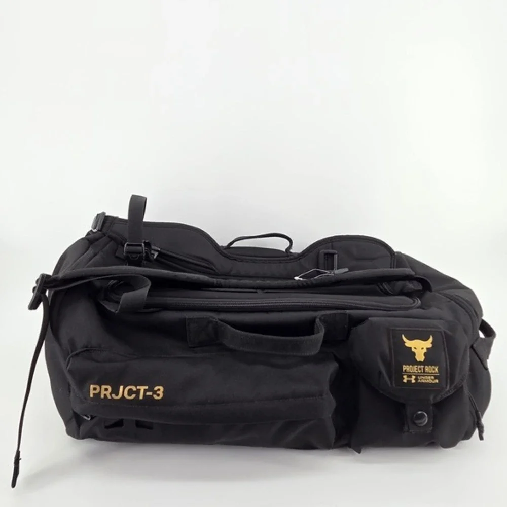 Under Armour Project Rock PRJCT-3 Black Gold Hybrid Backpack Bag 1354942-001 NWT